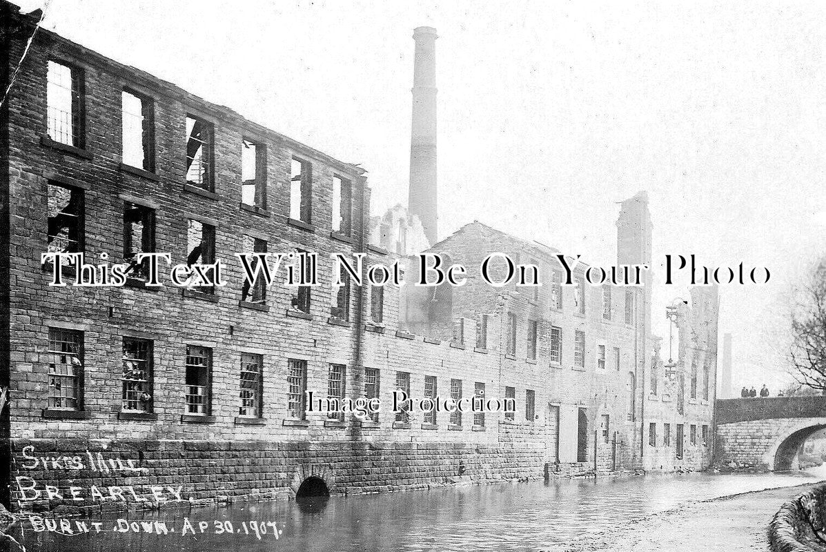 YO 10063 - Sykes Mill After The Fire, Brearley, Halifax, Yorkshire 1907