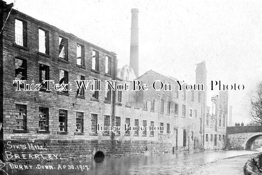 YO 10063 - Sykes Mill After The Fire, Brearley, Halifax, Yorkshire 1907