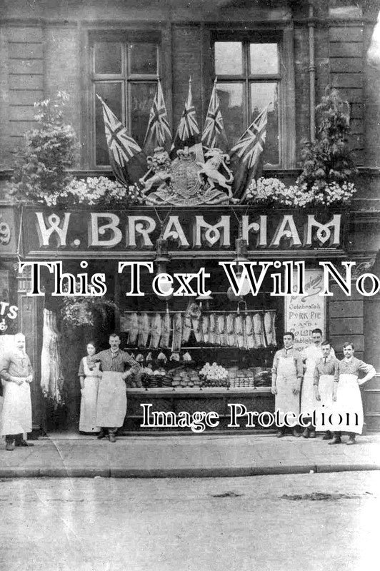 YO 10526 - W Bramham Butchers Shop, Royal Visit, Leeds, Yorkshire