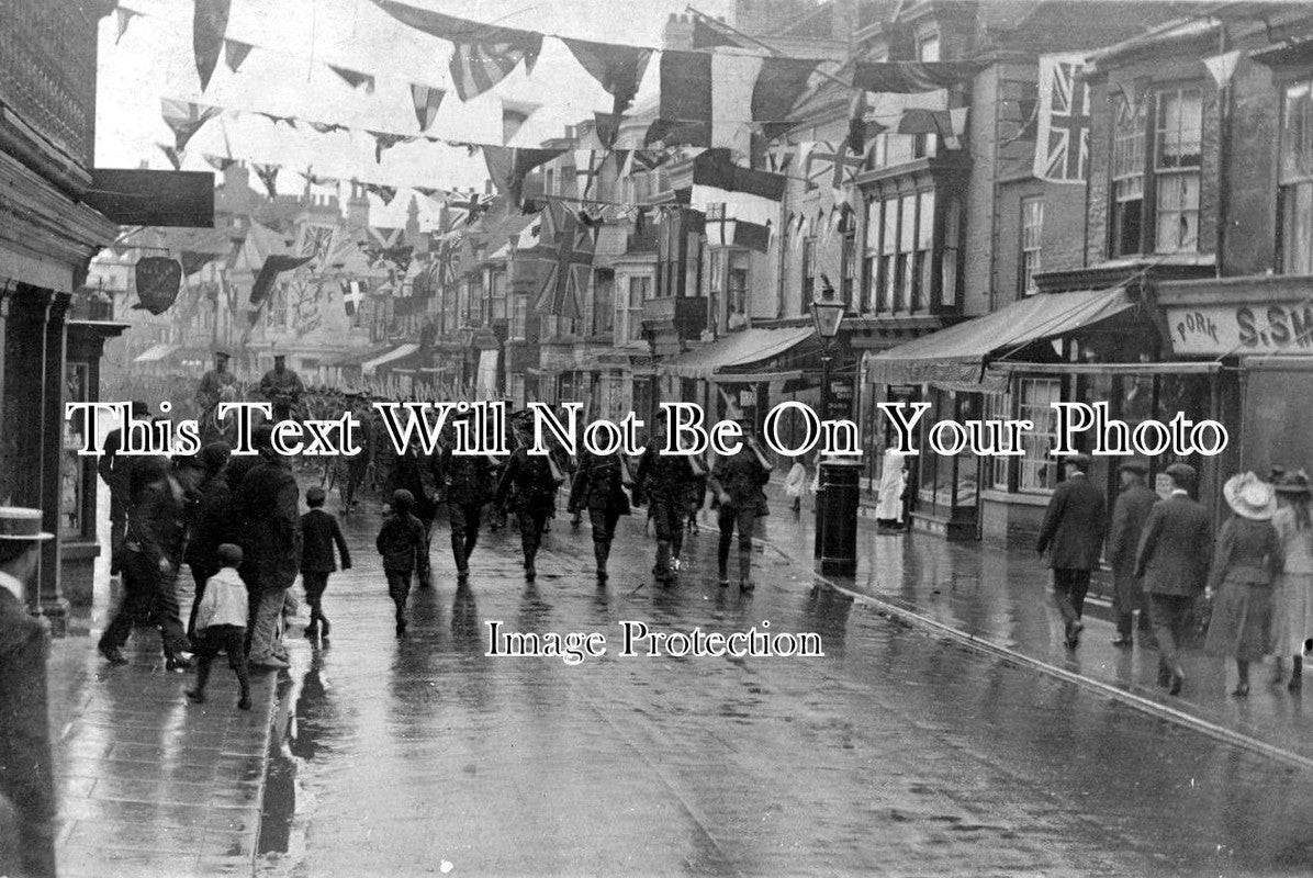 YO 1053 - Visit Of The Territorials, High Street, Redcar, Yorkshire c1909