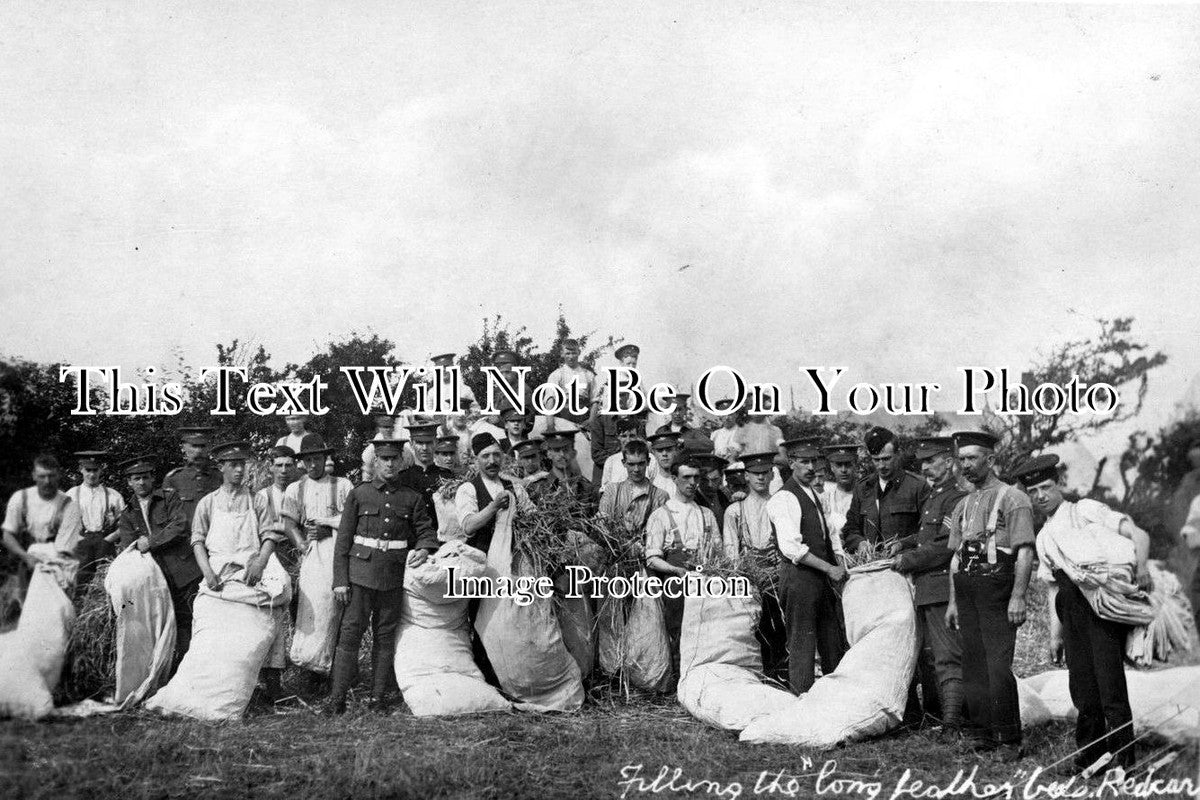 YO 1082 - 'Filling the Long Bags', Redcar, Yorkshire c1910