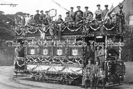 YO 11359 - Halifax Decorated Tram Car At Depot, Yorkshire