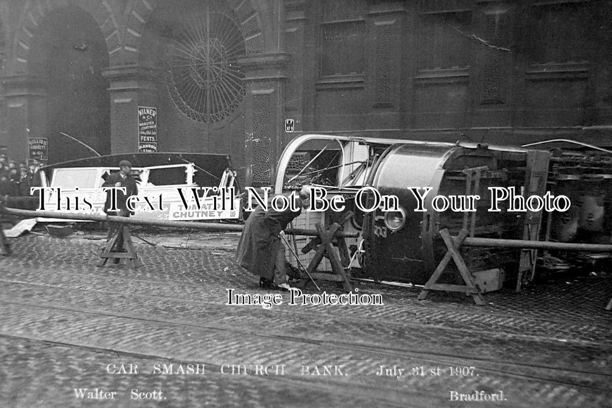YO 11686 - Tram Car Smash, Church Bank, Bradford, Yorkshire 1907