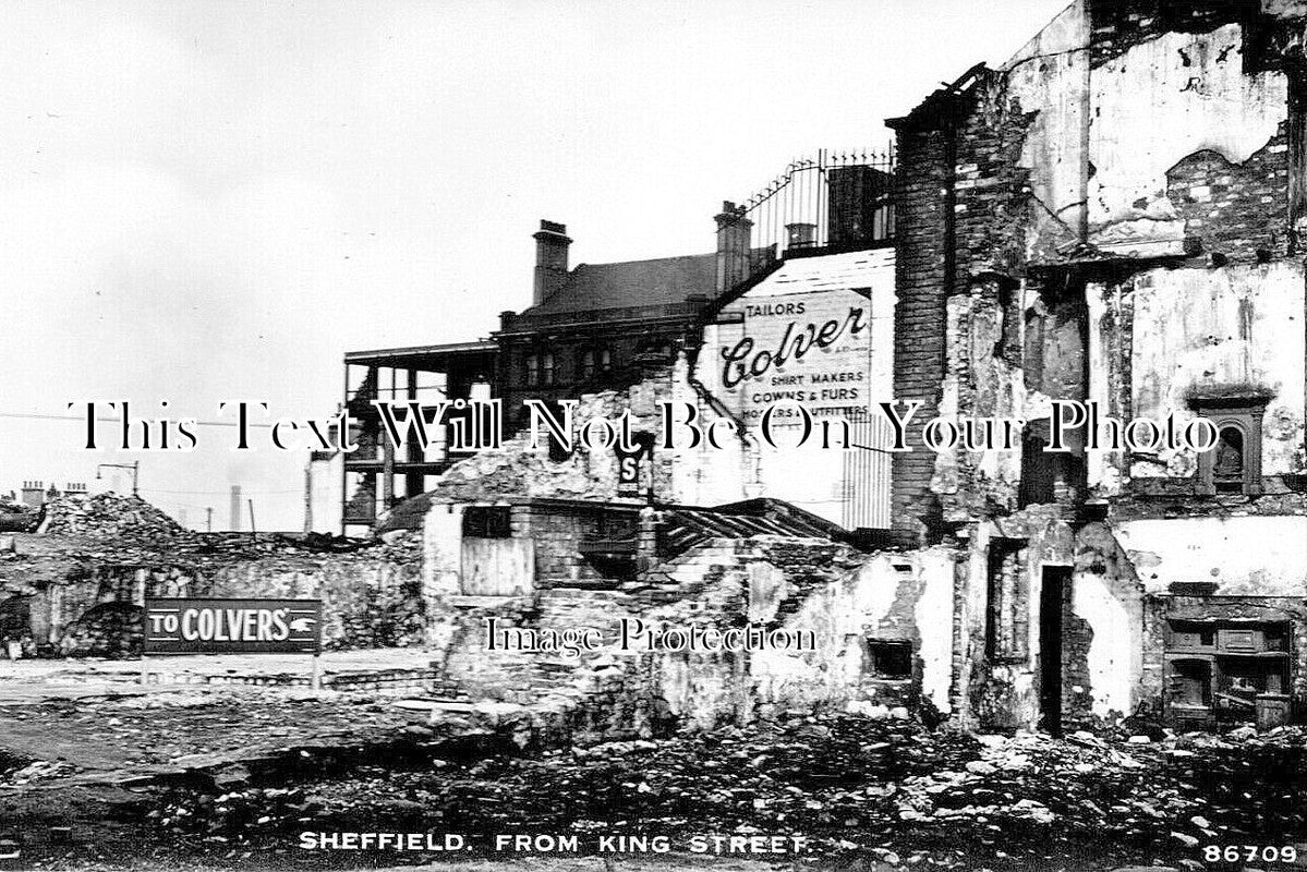 YO 11898 - Sheffield From King Street, Yorkshire WW2 Damage
