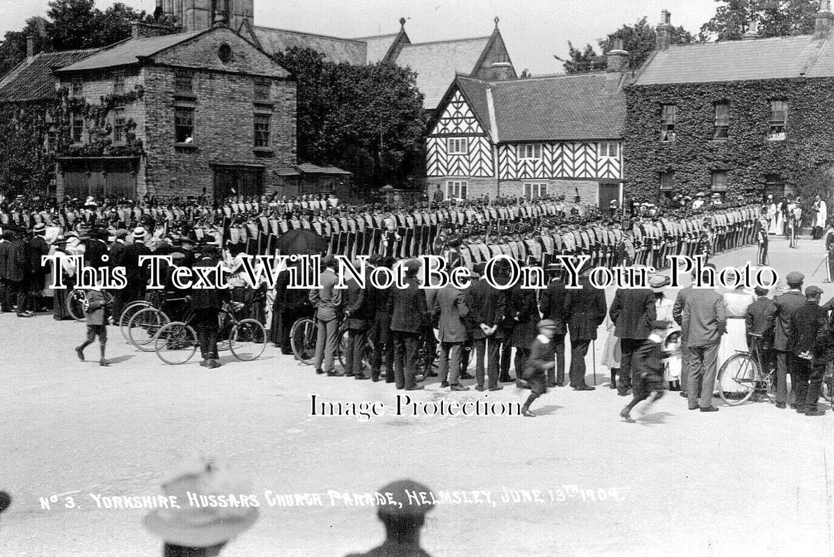 YO 12214 - Yorkshire Hussars Church Parade, Helmsley, Yorkshire 1909