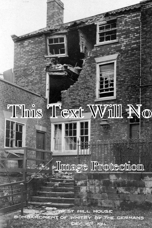 YO 12486 - West Hill House German Bombardment, Whitby, Yorkshire 1914 WW1