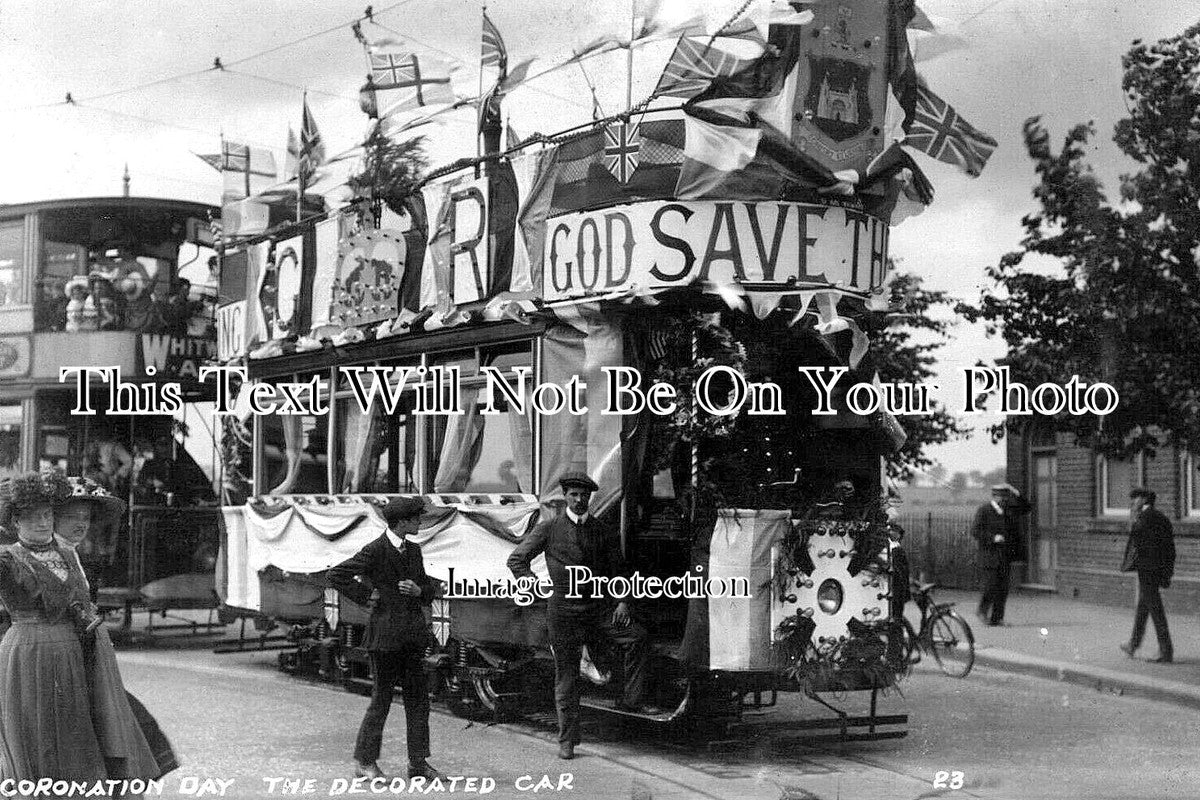 YO 12836 - Decorated Tram Car, Coronation Day, Doncaster, Yorkshire