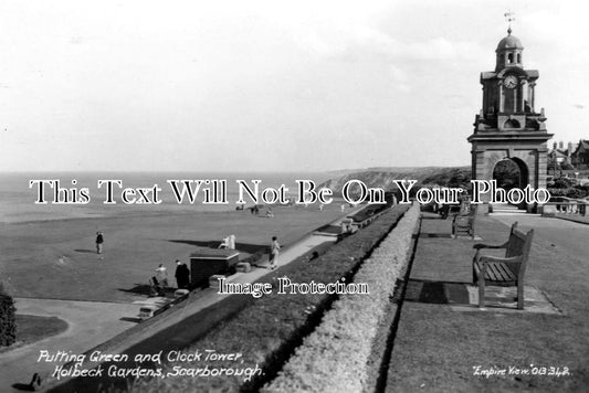 YO 1288 - Putting Green & Clock Tower On Esplanade, Scarborough, Yorkshire