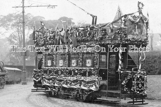 YO 13253 - Coronation Decorated Tram Car, Halifax, Yorkshire 1911