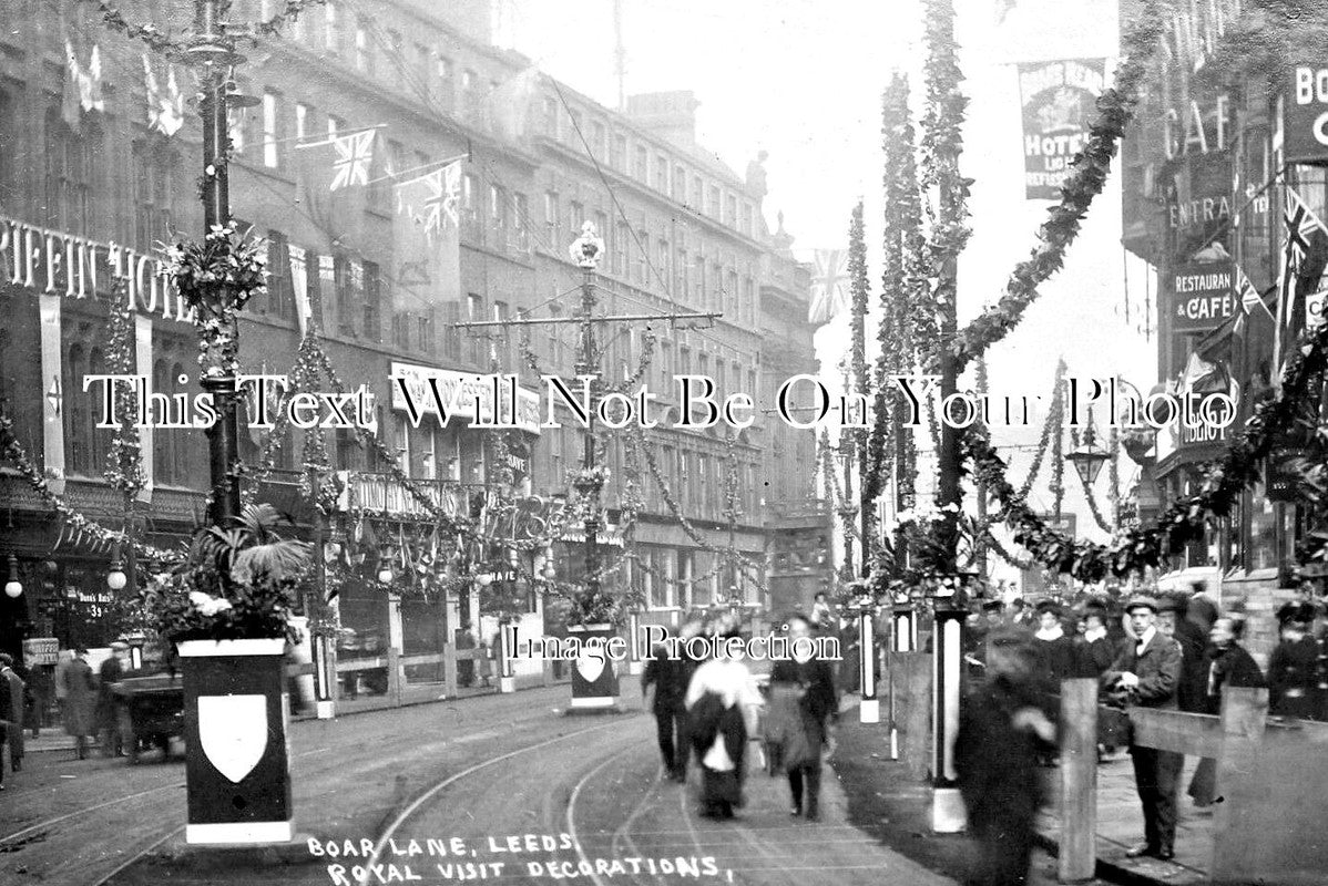 YO 13497 - Royal Visit, Boar Lane, Leeds, Yorkshire 1908