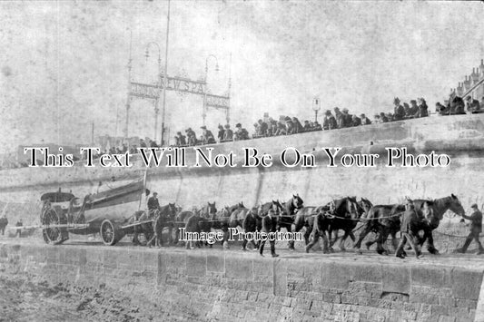 YO 1840 - Horses Pulling Lifeboat, Bridlington, Yorkshire