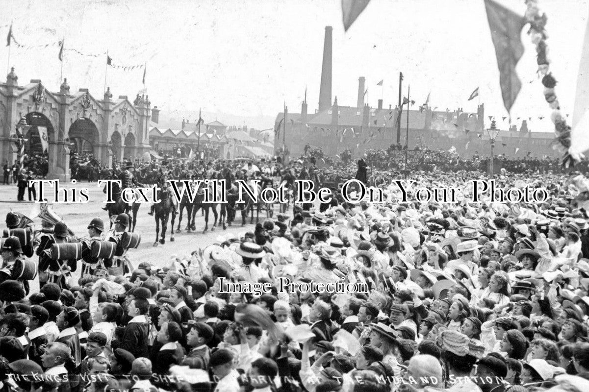 YO 1946 - Arrival Of The King, Midland Station, Sheffield, Yorkshire 1905