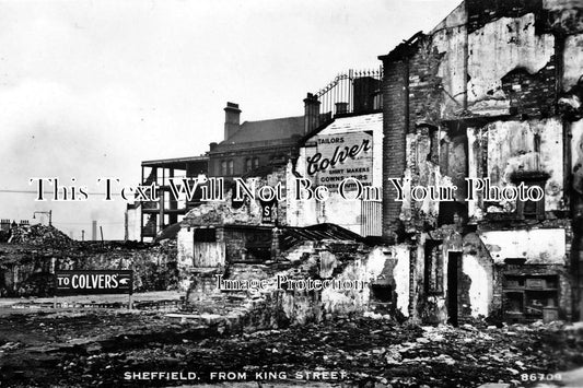 YO 208 - King Street, Sheffield, Yorkshire Showing WWII Blitz Bomb Damage