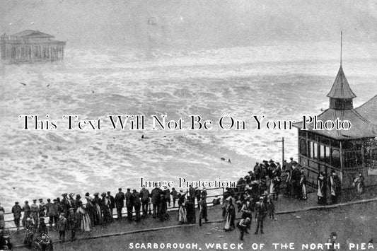 YO 2143 - Disaster Wreck Off North Pier, Scarborough, Yorkshire 1905