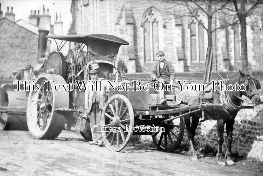 YO 2166 - Steam Engine, Horse Cart, Skipton Gargrave Area, Yorkshire c1905