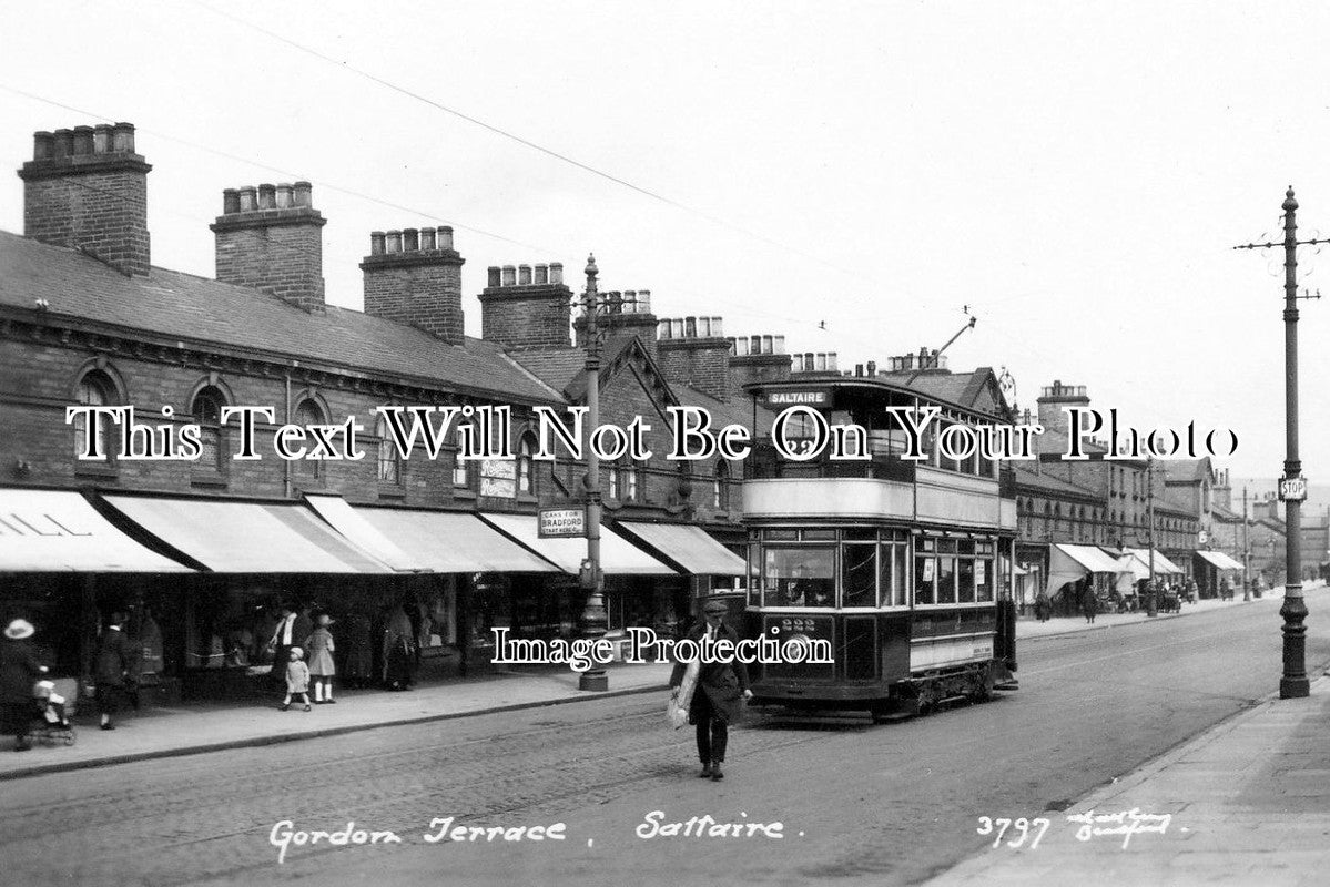 YO 2254 - Gordon Terrace & Tram, Saltaire, Yorkshire