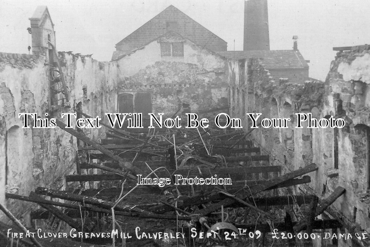 YO 2352 - Fire At Clover Greaves Mill, Calverley, Bradford, Yorkshire 1909