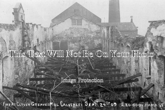 YO 2352 - Fire At Clover Greaves Mill, Calverley, Bradford, Yorkshire 1909