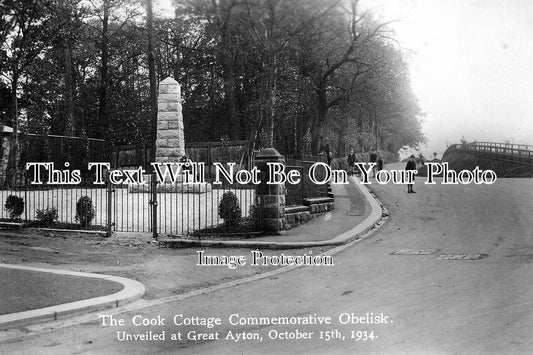 YO 24 - The Cook Cottage Obelisk, Great Ayton, Yorkshire c1934