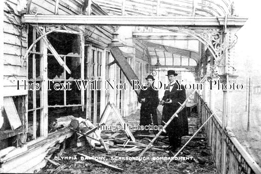 YO 2691 - Bombardment Damage To Olympia Balcony, Scarborough, Yorkshire WW1