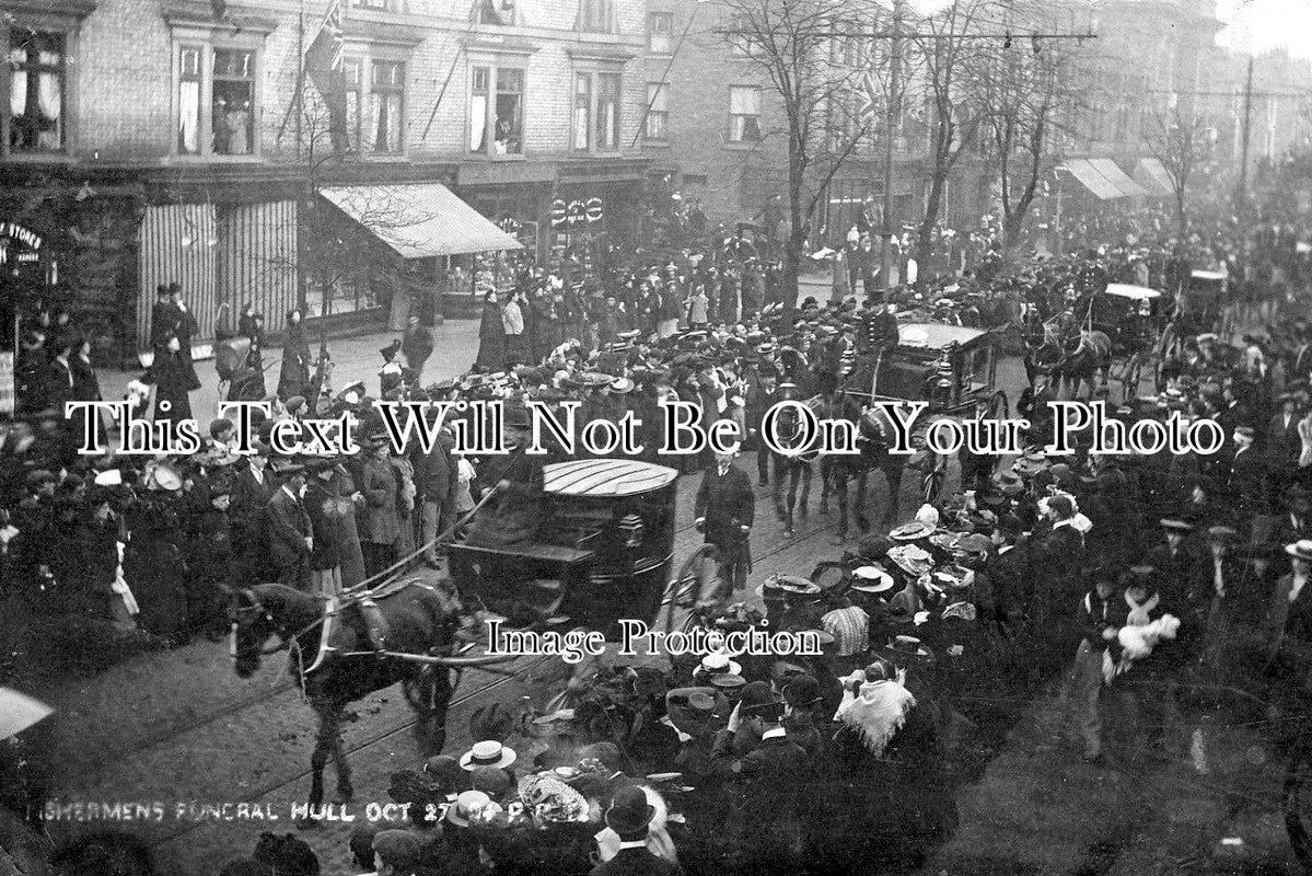 YO 2771 - Fishermens Funeral Procession, Russian Outrage, Hull, Yorkshire 1904
