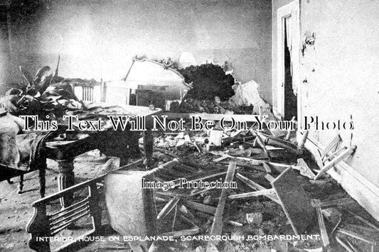 YO 2919 - Bombardment Damage To House Interior, Esplanade, Scarborough, Yorkshire WW1