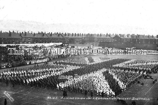 YO 2929 - Sheffield Cricket Ground Living Union Jack Coronation Pageant, Yorkshire