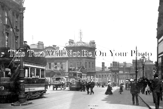 YO 3760 - Market Place Trams, Sheffield, Yorkshire c1904