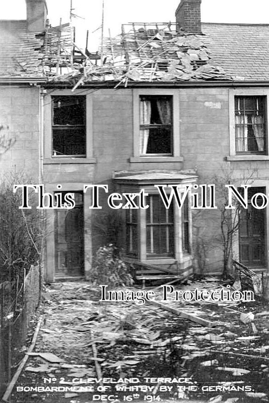 YO 3954 - Whitby Bomb Damage Cleveland Terrace, Yorkshire 1914 WW1