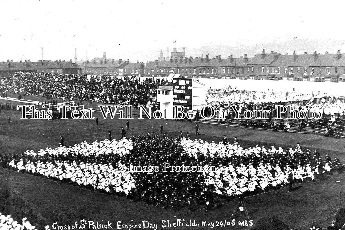 YO 3988 - Sheffield Cricket Ground, Empire Day, Cross Of St Patrick, Yorkshire 1906