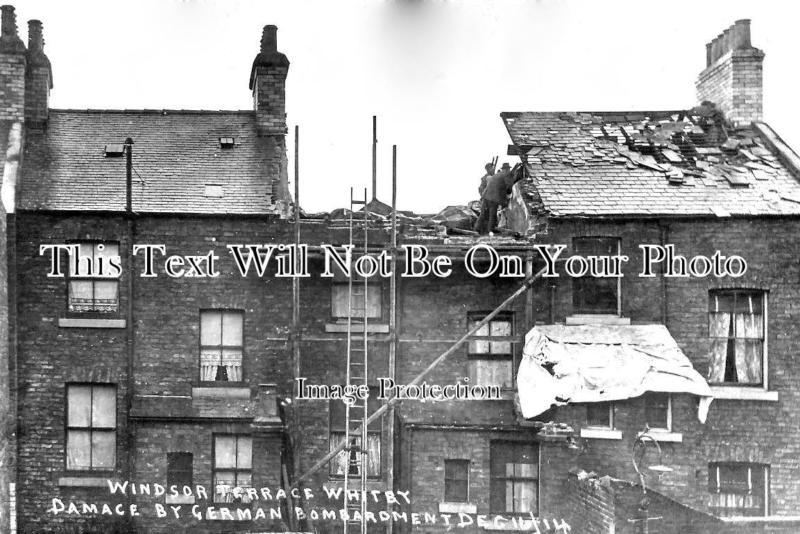 YO 4064 - Windsor Terrace WW1 German Bombardment, Whitby, Yorkshire 1914