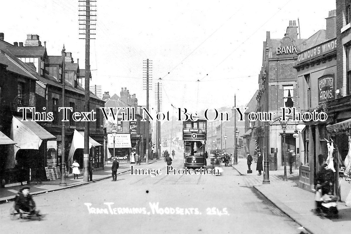 YO 4244 - Tram Terminus, Woodseats, Sheffield, Yorkshire c1918
