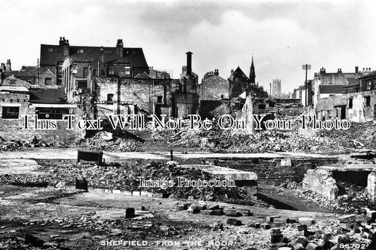 YO 437 - Sheffield From The Moor, Yorkshire WWII Blitz Bomb Damage