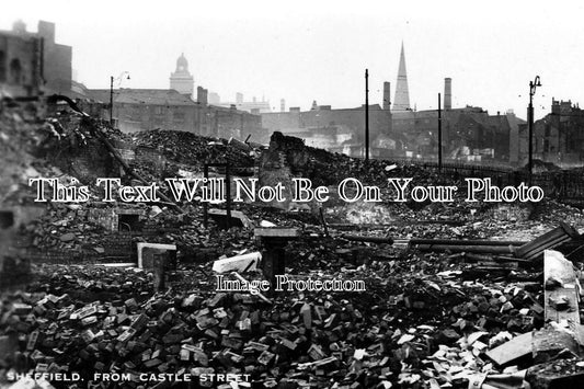 YO 438 - Sheffield From Castle Street,Yorkshire WWII Blitz Bomb Damage