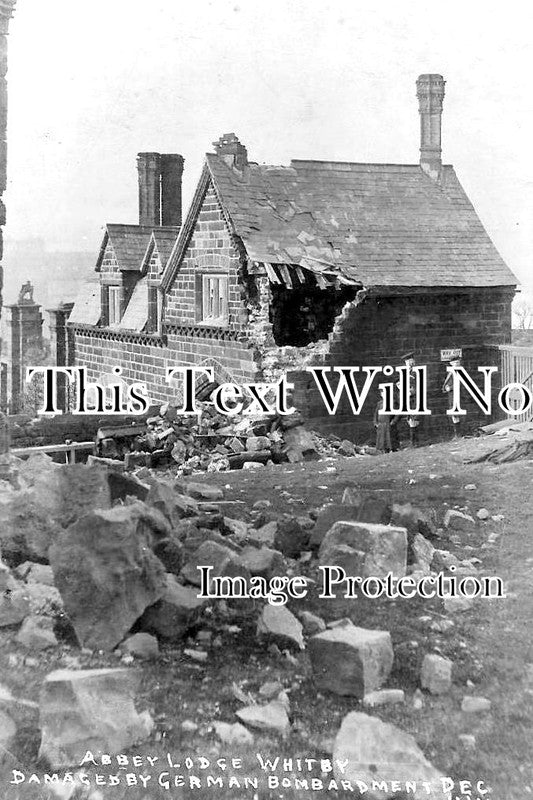 YO 4955 - Abbey Lodge German Bombardment, Whitby, Yorkshire 1914 WW1