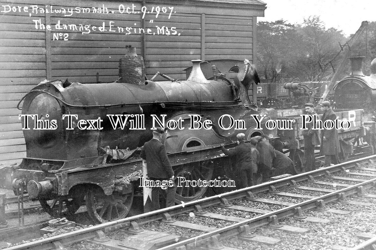 YO 5885 - Damaged Engine, Dore Railway Smash, Totley, Yorkshire 1907