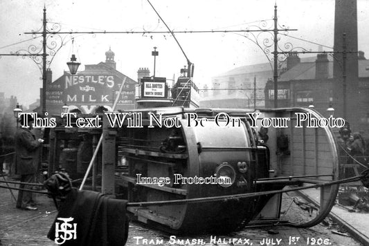 YO 6015 - North Bridge Tram Smash, Halifax, Yorkshire 1906