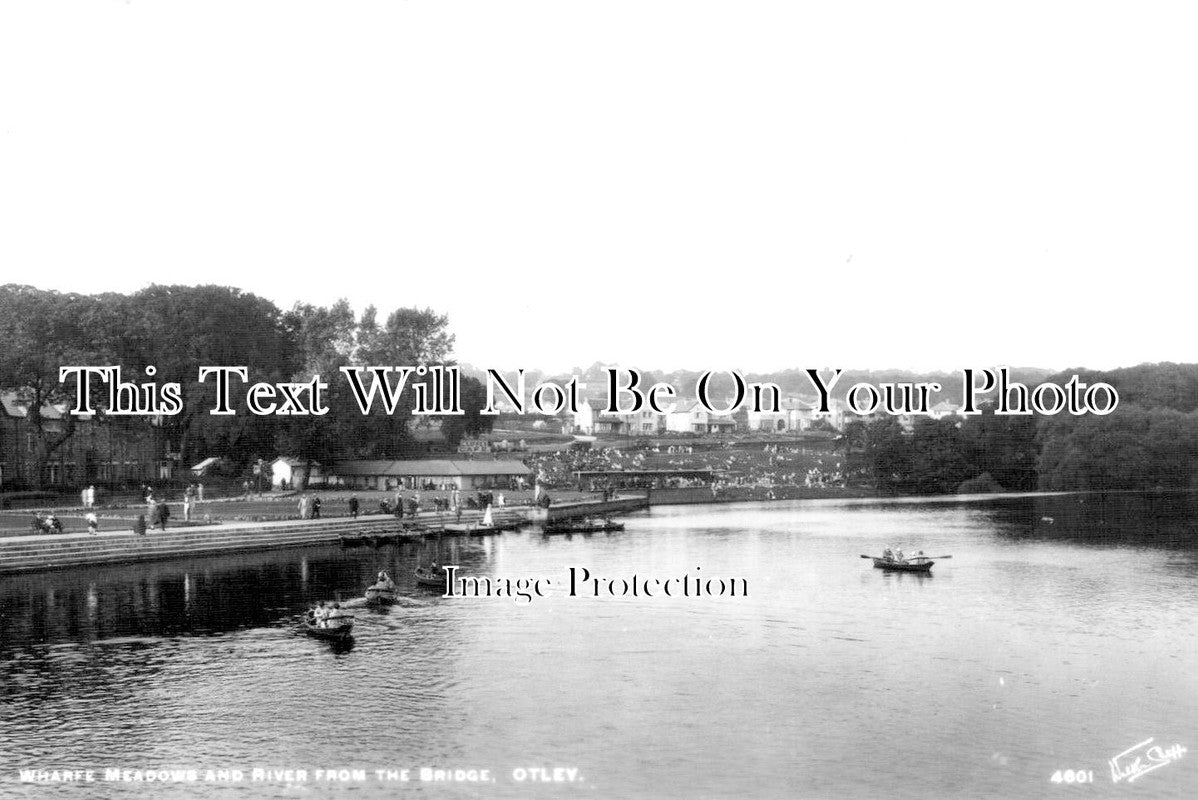 YO 6186 - Wharfe Meadows & River From Otley Bridge, Yorkshire