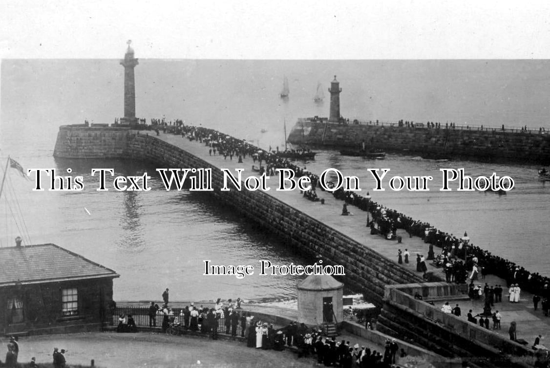 YO 655 - Regatta Day, Whitby Pier, Yorkshire c1909