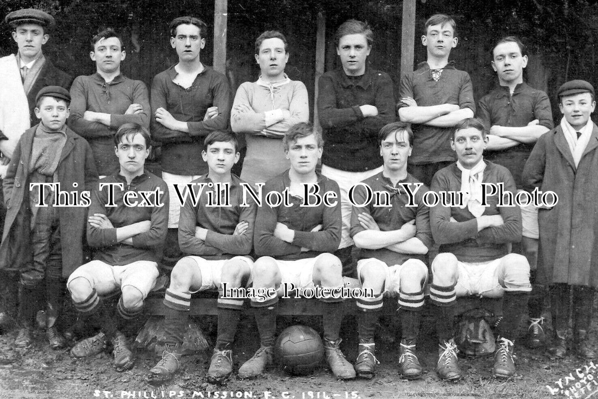 YO 7389 - St Phillips Mission Football Club Team, Sheffield, Yorkshire 1914