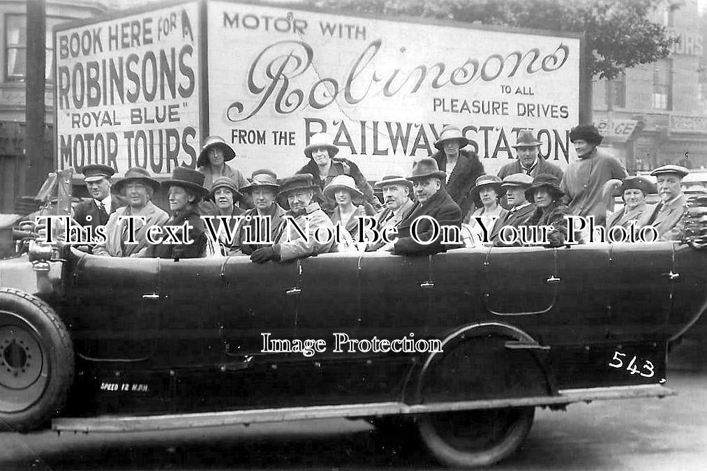 YO 7673 - Robinsons Royal Blue Charabanc, Scarborough, Yorkshire c1923