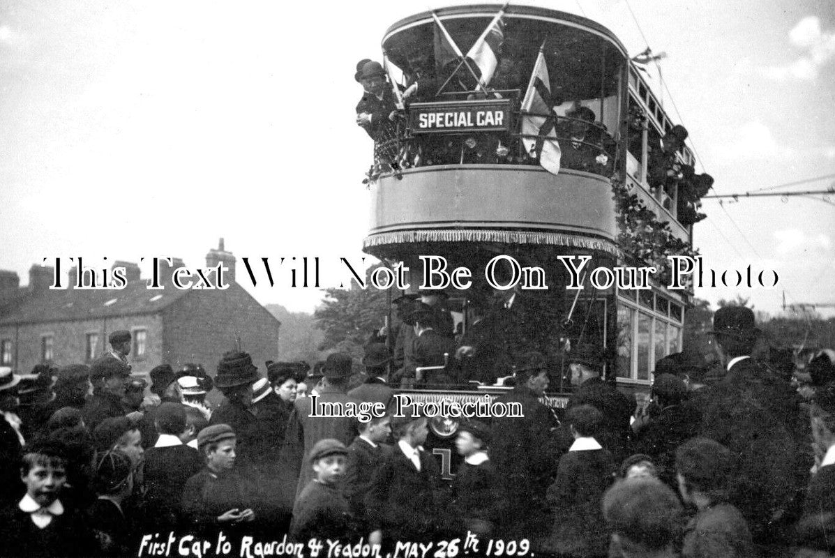 YO 8068 - First Tram Car To Rawdon & Yeadon, Leeds, Yorkshire 1909