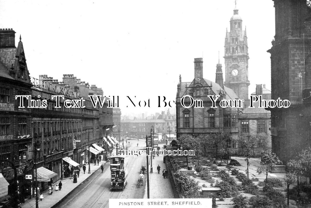 YO 8196 - Pinstone Street, Sheffield, Yorkshire c1911