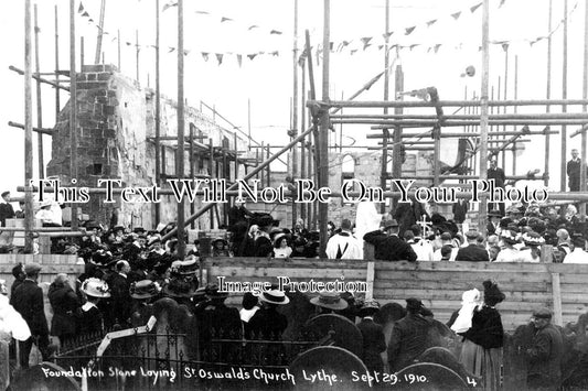 YO 8665 - Stone Laying, St Oswalds Church, Lythe, Yorkshire 1910