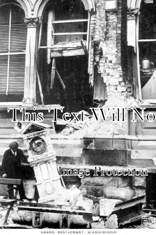 YO 9316 - Grand Restaurant Damage, Scarborough Raid, Yorkshire 1915 WW1