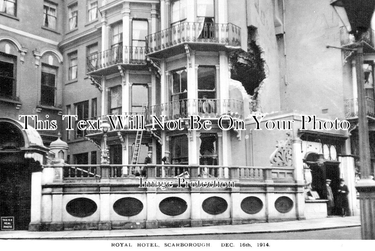YO 9480 - Royal Hotel After Bombardment, Scarborough, Yorkshire 1914 WW1