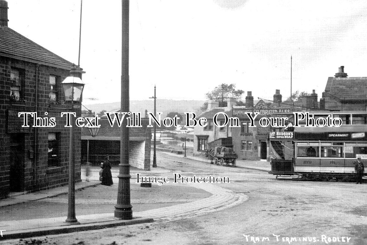 YO 9789 - Tram Terminus, Rodley, Yorkshire c1913
