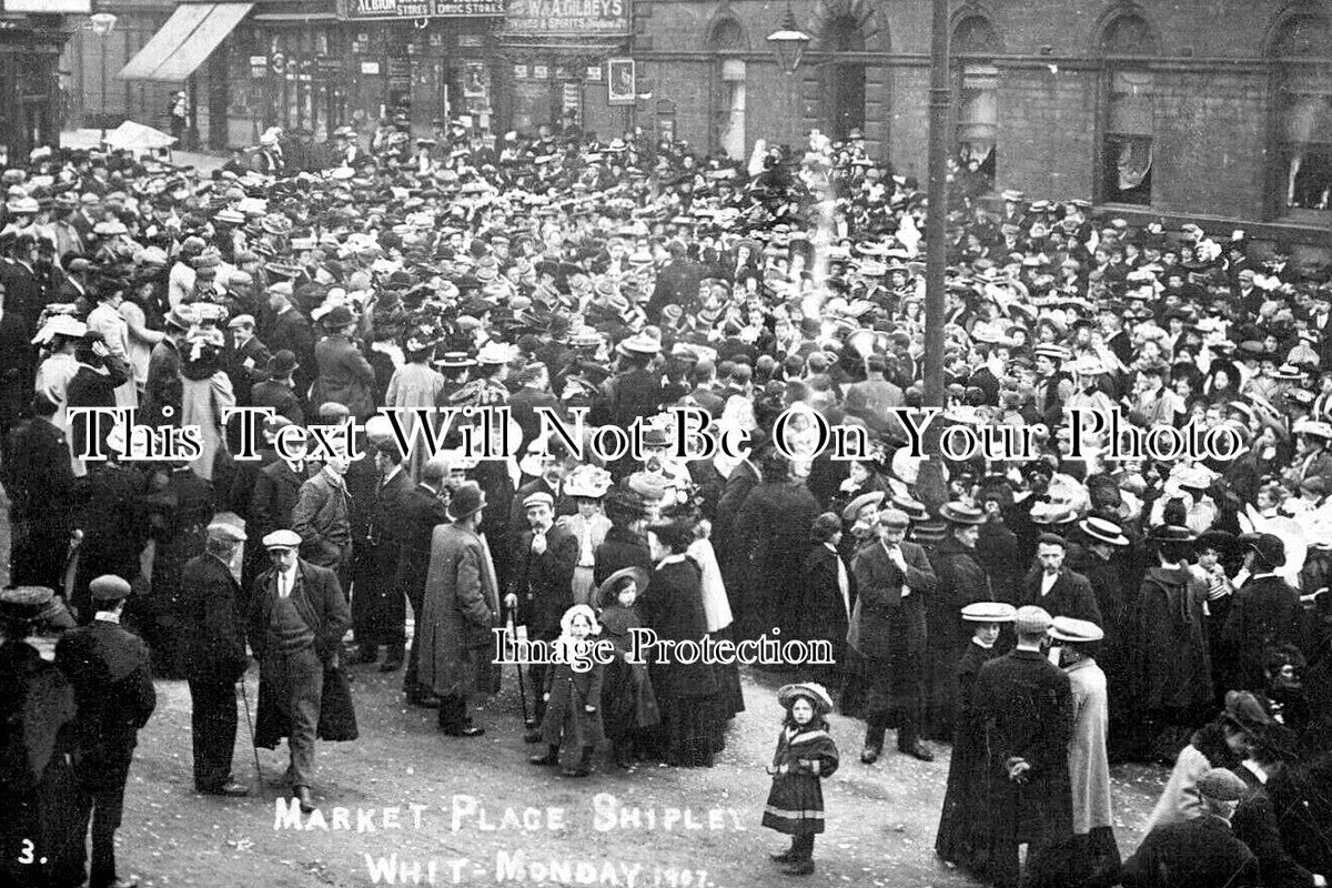YO 9812 - Market Place, Whit Monday, Shipley, Yorkshire 1907